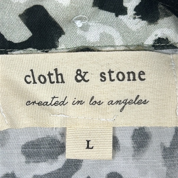 Cloth & Stone Leopard Print Lyocell Long Sleeve Button Down Shirt Large Grey - Picture 5 of 12